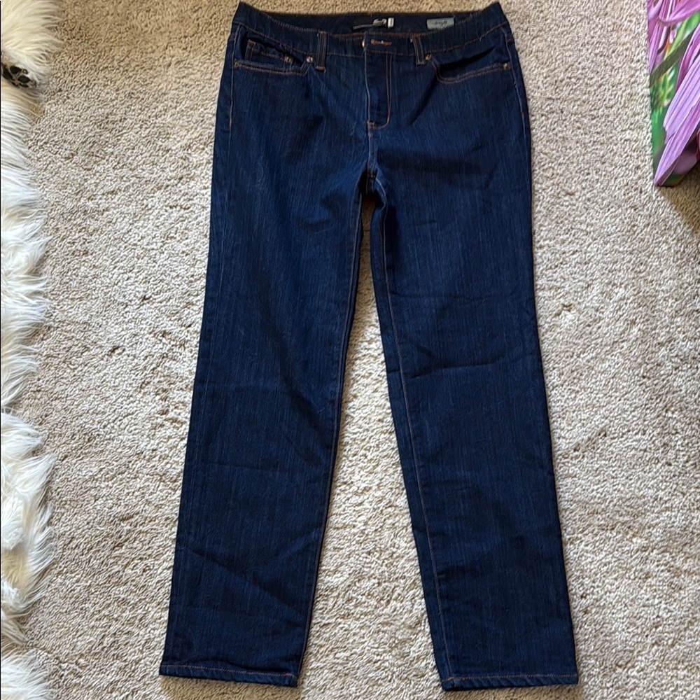 Seven7 Dark Blue Straight Leg Jeans Size 10